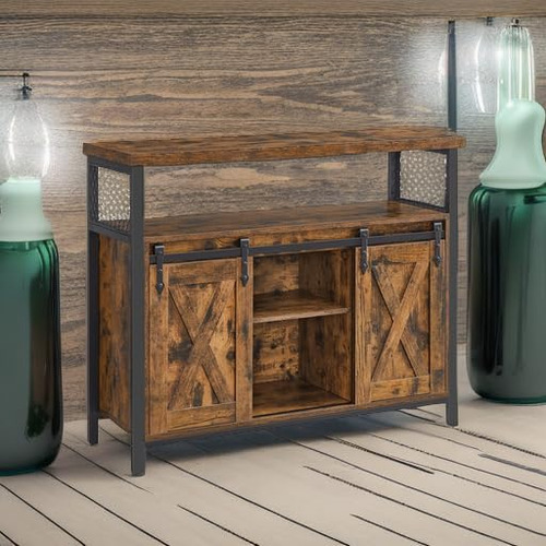 Credenza Vasagle De Madera, Estilo Moderno, Color Naturalmls Color Marrón Rústico Negro