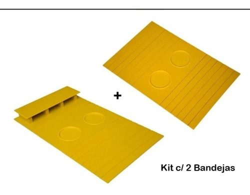 Kit Bandeja Flexível Porta Controle + Porta Copos Laca Amarela Para Proteger Seu Estofado  