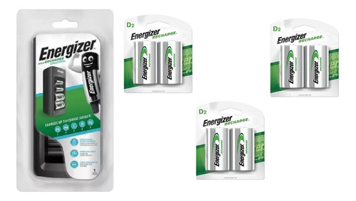 Cargador De Pilas Universal Energizer + Baterías D X 6 