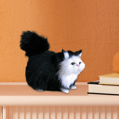 Juguete De Simulación De Gatos De Peluche Suave, Negro