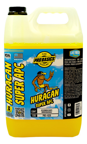 Desengrasante Concentrado Multiusos, Huracan, Probasics 5 L