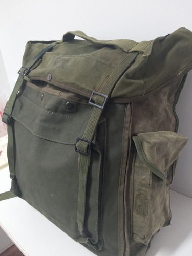 7k Mochila Grande Militar Cuero Y Lona 