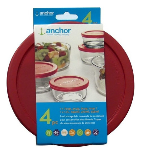 Anchor Hocking Tapas De Repuesto 1x7cup, 1x4cup, 1x2cup, 1