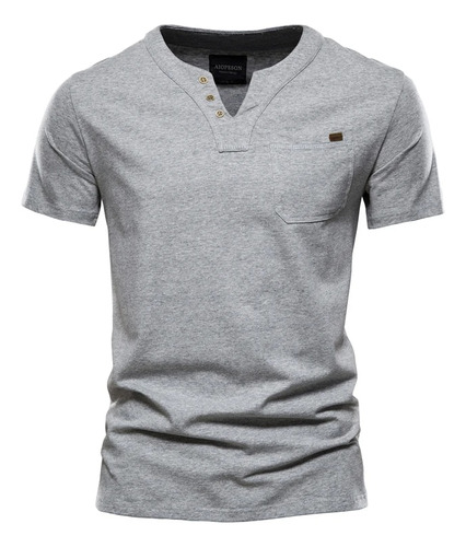 Camiseta De Algodón Para Hombre, Con Cuello En V, Casual, Pa