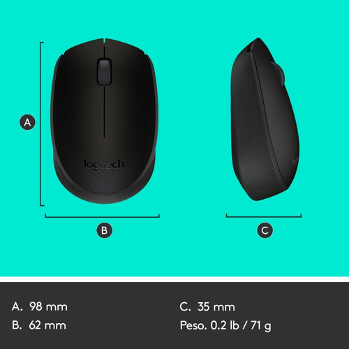 Mouse Inalámbrico Logitech M170, Cómodo Y Portátil - Negro