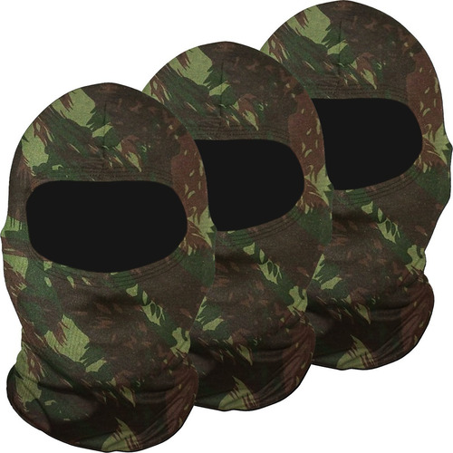 Kit 3 Touca Ninja Toca Balaclava Bandana Com Uv50+ Térmica Cor Verde Camuflado Exército