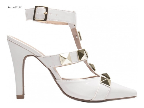 Imagem 4 de 5 de Scarpin Sapato Branco Bico Fino Salto 9cm Aberto Atrás Macio