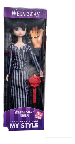 Merlina Muñeca Addams Barbie Dedos Sombrilla Regalos Niñas 