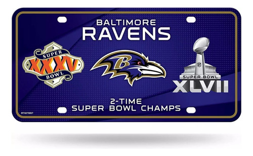Placa Decorativa Baltimore Ravens Super Bowl Placa