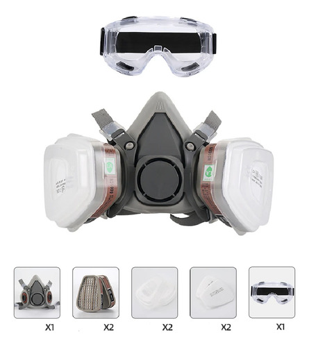 Respirador Facial Completo Reutilizable Y Gafas Protectoras