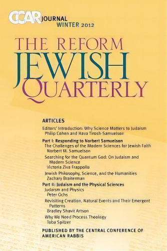 Ccar Journal, The Reform Jewish Quarterly Winter 2012, De Philip Cohen. Editorial Central Conference American Rabbis, Tapa Blanda En Inglés