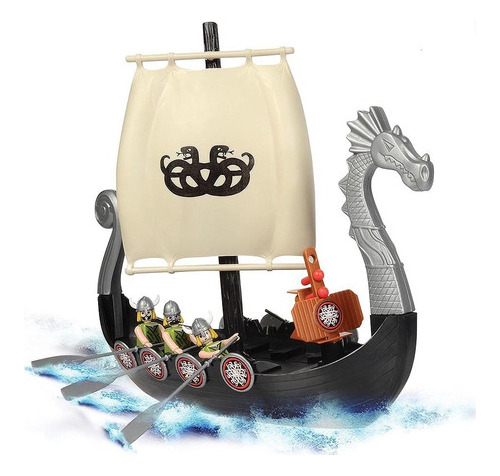 Barco Vikingos Con Muñecos El Duende Azul Tipo Playmobil Ful