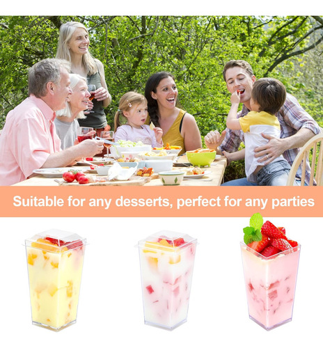 Minitazas De Postre Cuadradas De 3 Onzas De Easercy Con T...