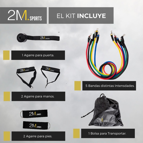 Kit Set 5 Bandas Elasticas Manijas Latex Ejercicio Fitness