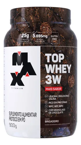 comprar Top Whey 3w Mais Performance 900g - Max Titanium Suplemento Brigadeiro