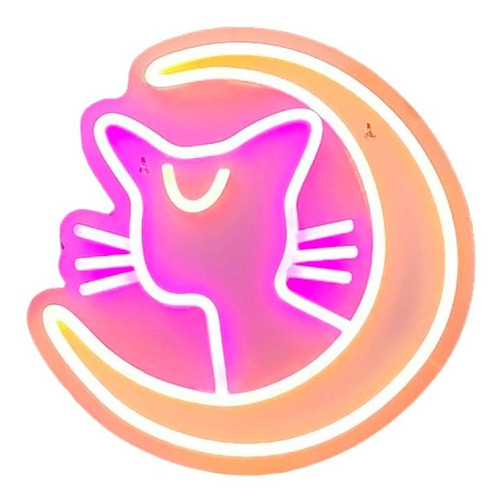 Placa Led Neon Gato Violeta Usb Forte 30cm Nova Promoção
