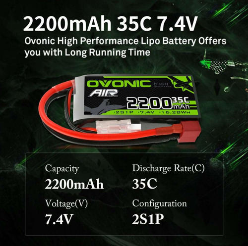 Bateria Lipo 2200mah 2s 35c Xt60 7.4v Ovonic Rc Robot Car T