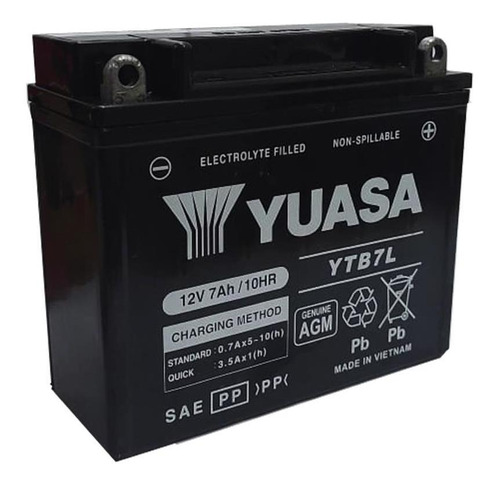 Imagen 1 de 7 de Batería Moto Yuasa Ytb7l Compatible Con      Modelo 12n7a-3a