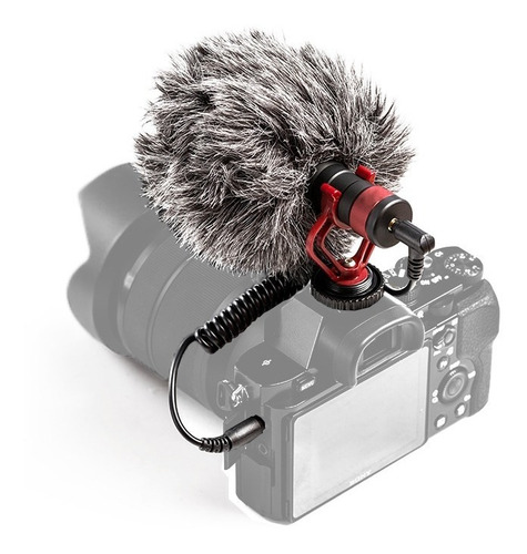 Imagem 1 de 6 de Microfone Shotgun Video Mic C/ Cobertura Vento P2 Soundvoice