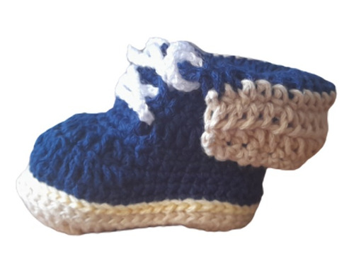 Zapatitos Zapatos De Trabajo Azules Bebe Tejidos Crochet