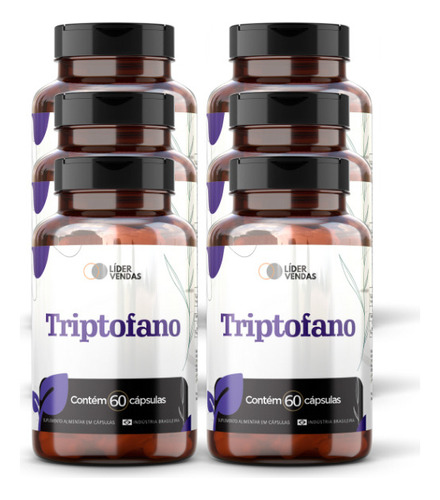 Triptofano - 60 Cáps 300mg Kit Com 6 Potes