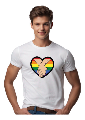 Camiseta Lgbt Mãos Dadas Coração Arco Íris M18