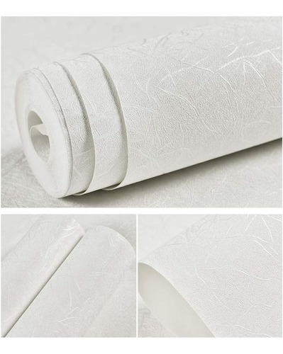 Papel Tapiz Mural Blanco Texturizado Adhesivo 60cm X 10mt