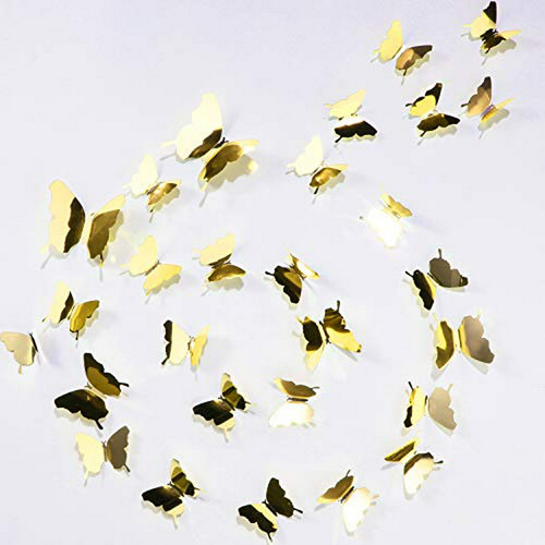 Decoración De Mariposas 3d Para Hogar Y Aulas (oro)