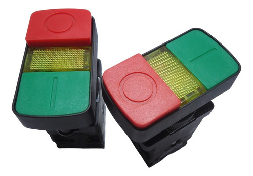 Botão Duplo Iluminado 22mm Verde E Vermelho 220v 1na 1nf
