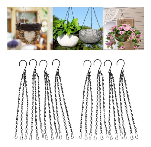 8pcs Flower Pot Er Basket Hanging Chains Hooks Set Para
