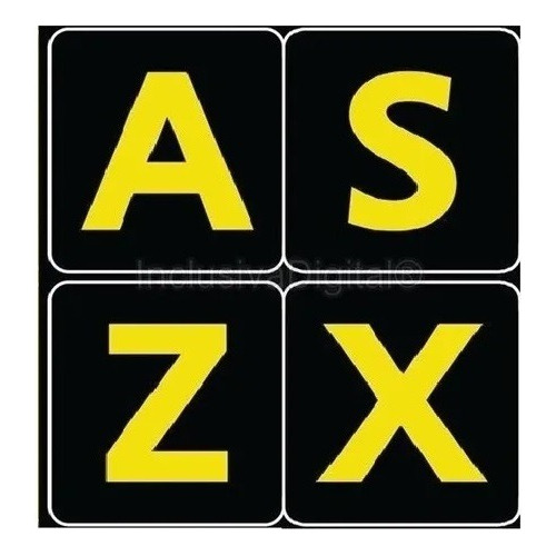 Adesivo Teclado Baixa Visão Alto Contraste Preto Com Amarelo