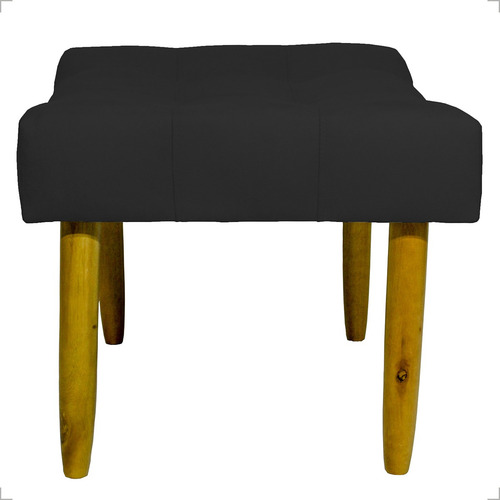 Puff Decorativo Retangular Requinte Pé Palito Suede Bege Cor Preto