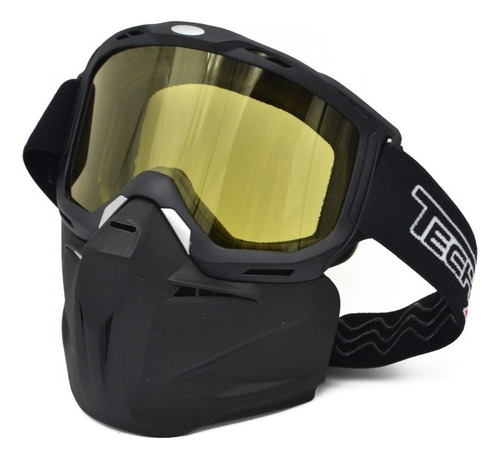 Goggles Gafa Protect Careta Mascarilla Mica Amarilla Techx2 Lente Amarillo Armazón Negro Talla Ajustable