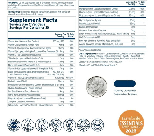 Multivitamina Liposomal Universal Solaray 60 Cápsulas