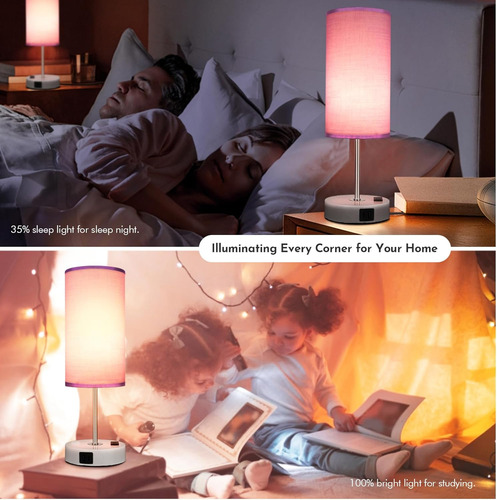 Lámpara De Mesita De Noche Con Puerto Usb, Lámpara De Escrit