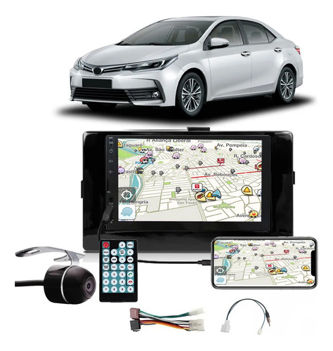 Multimídia Corolla 17 A 19 Espelhamento Bluetooth Usb Câmera