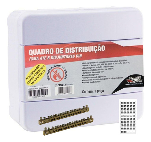 Quadro Distribuição 8 Disjuntor Din Sobrepor Com Barramento