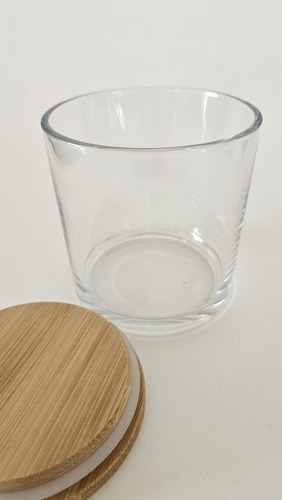 Vaso Para Vela 10 X 10 Cm Con Tapa De Bamboo