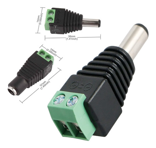 Conector De Corriente Camara Cctv Voltaje Macho Kit 30 Pieza