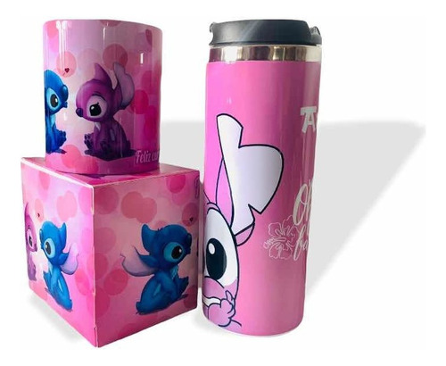 Taza + Termo Stitch Rosa Liso