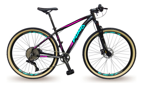 Bicicleta 29 Puma Lince 12v Kit Gts Prime Susp Freio Disco Cor Preto/Rosa/Azul Tamanho do quadro 15