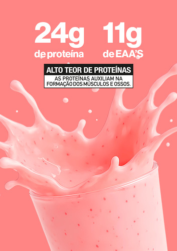 Whey Protein 100% Concentrado Refil 1kg Sabor Morango Milk Shake - Ftw Morango Milkshake