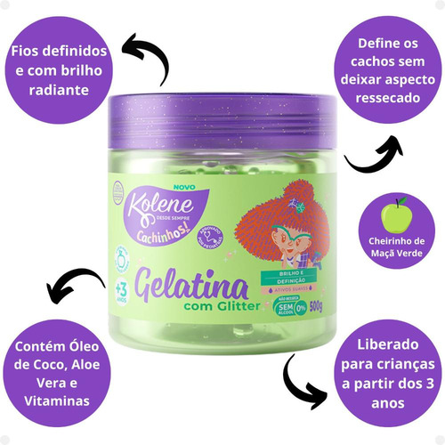 Gelatina Capilar Com Glitter Kolene Cachinhos 500g