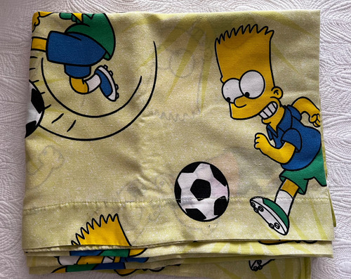 Sabana Plana Con 1 Funda Niños Imagen Simpson Verde Limón Estampado (Usado)