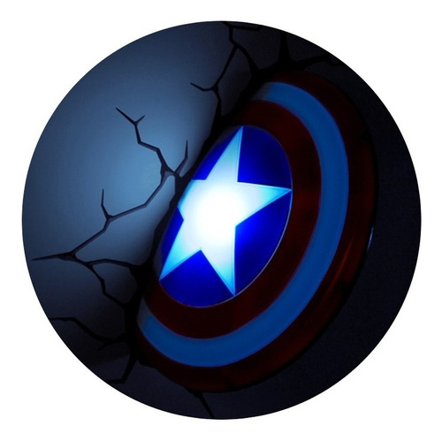 Luz Decorativa Mural 3d Escudo Capitán América