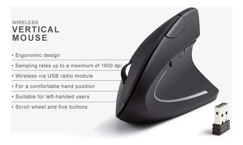 Mouse Vertical Ergonómico Inalámbrico 2,4 Ghz Dpi Ajustables