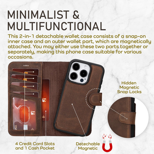 Capa Tipo Carteira Bayelon Para iPhone 15 Pro Max Em Couro I