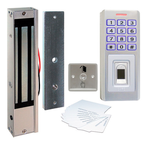 Imagen 1 de 6 de Kit Control De Acceso J R Por Huella Electroimán Impermeable