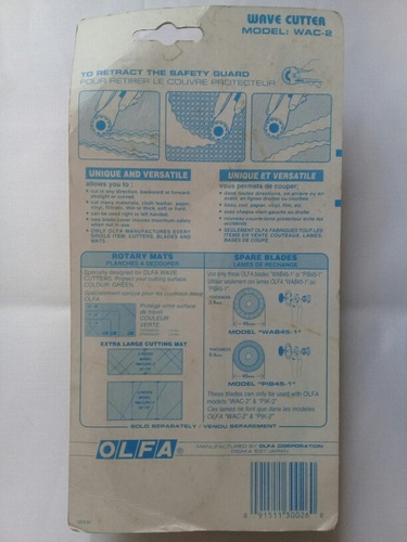 Rodaja. Corta Tela, Cutter , Ondas, Marca Olfa. 45mm Wac-2