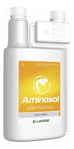 Aminosol 1 Litro - Lavizoo - Suplemento Animais Aves Equinos